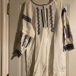 White and blue dress